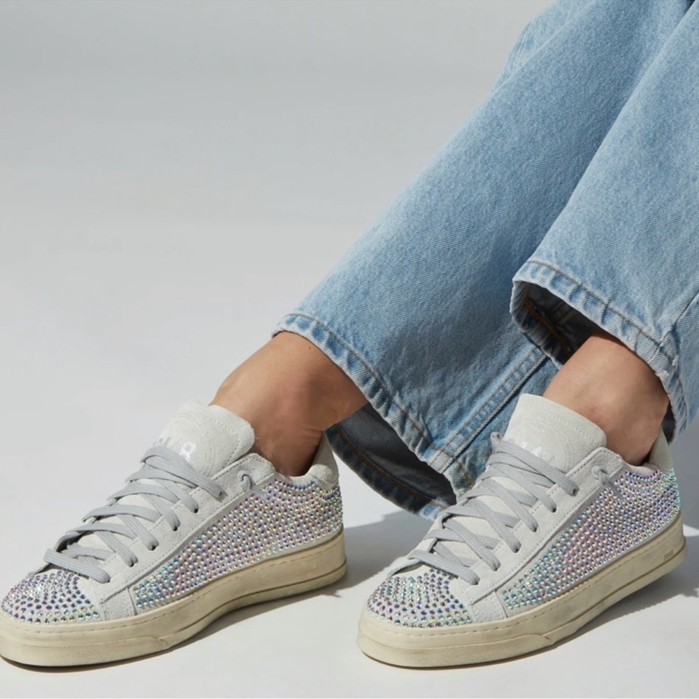 P448 Crystal Rhinestone SILVER Sneakers NEW Sz 41